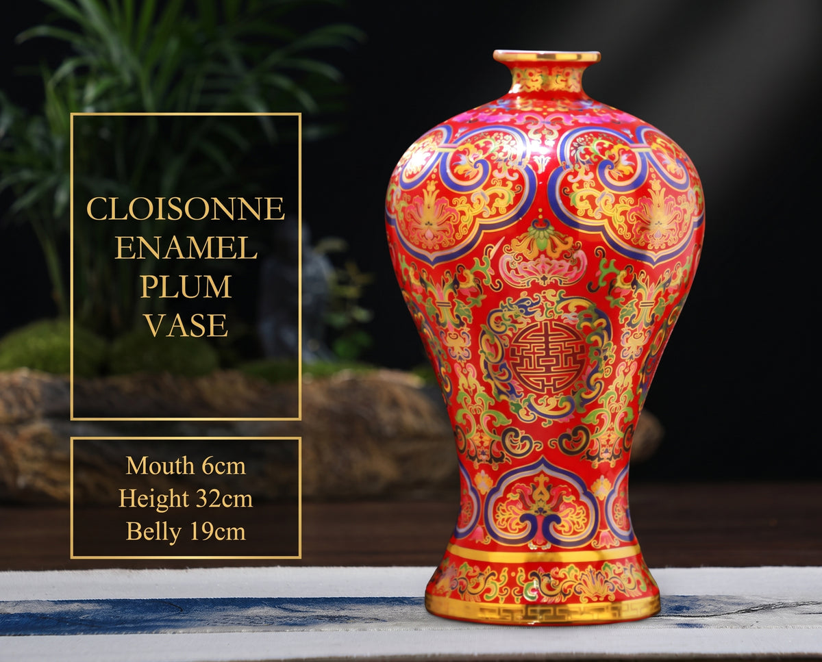 Enamel-colored Plum Jar, Chinese Porcelain, Retro Chinese-style Vase, Royal Style, Living Room Vase, Asian Home Decoration Item
