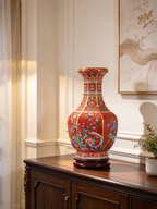 Qianlong Hexagonal Porcelain Vase, a painted ceramic decoration vase with Chinese ancient style, suitable for home display