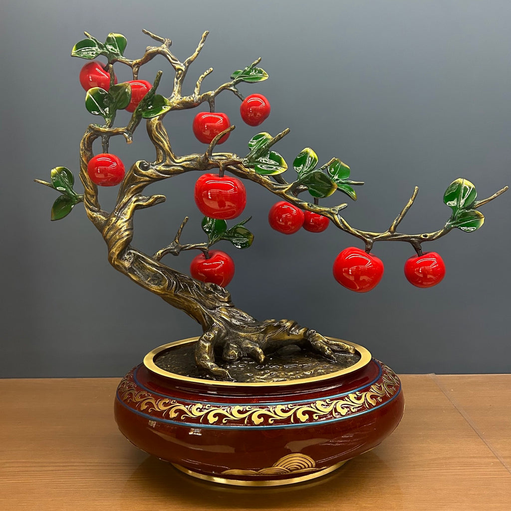 Apple tree, Peace fruit, flower pot, Christmas gift, table vase, copperware entrance hall and living room decoration, office ornaments