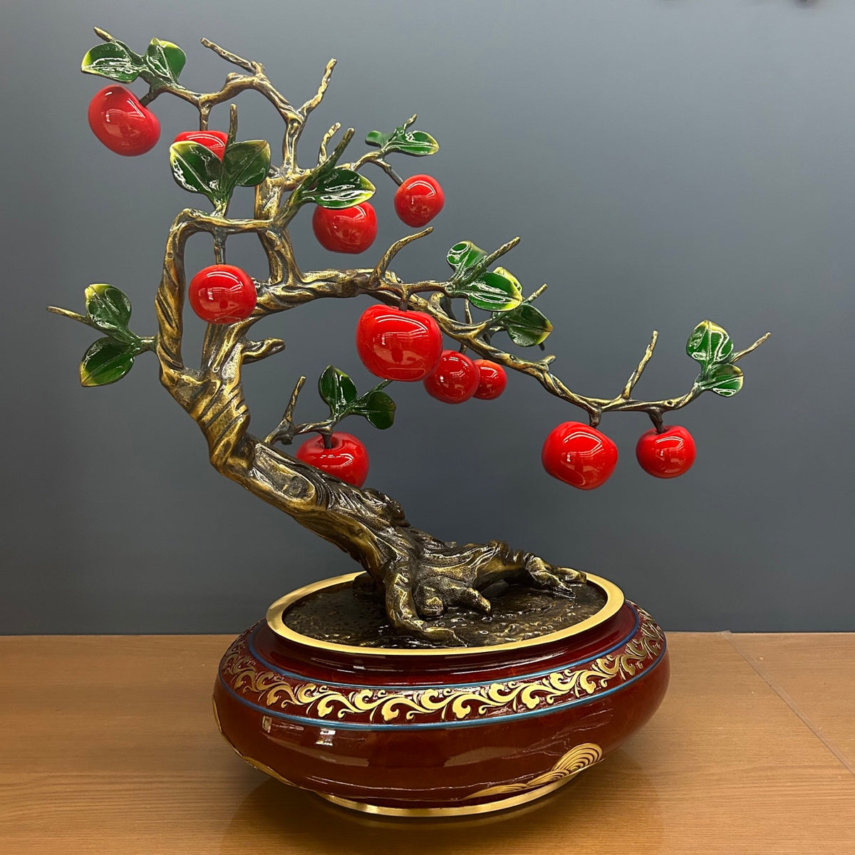 Apple tree, Peace fruit, flower pot, Christmas gift, table vase, copperware entrance hall and living room decoration, office ornaments