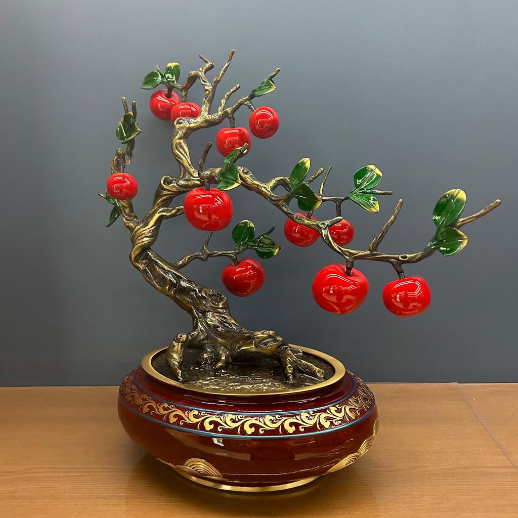 Apple tree, Peace fruit, flower pot, Christmas gift, table vase, copperware entrance hall and living room decoration, office ornaments