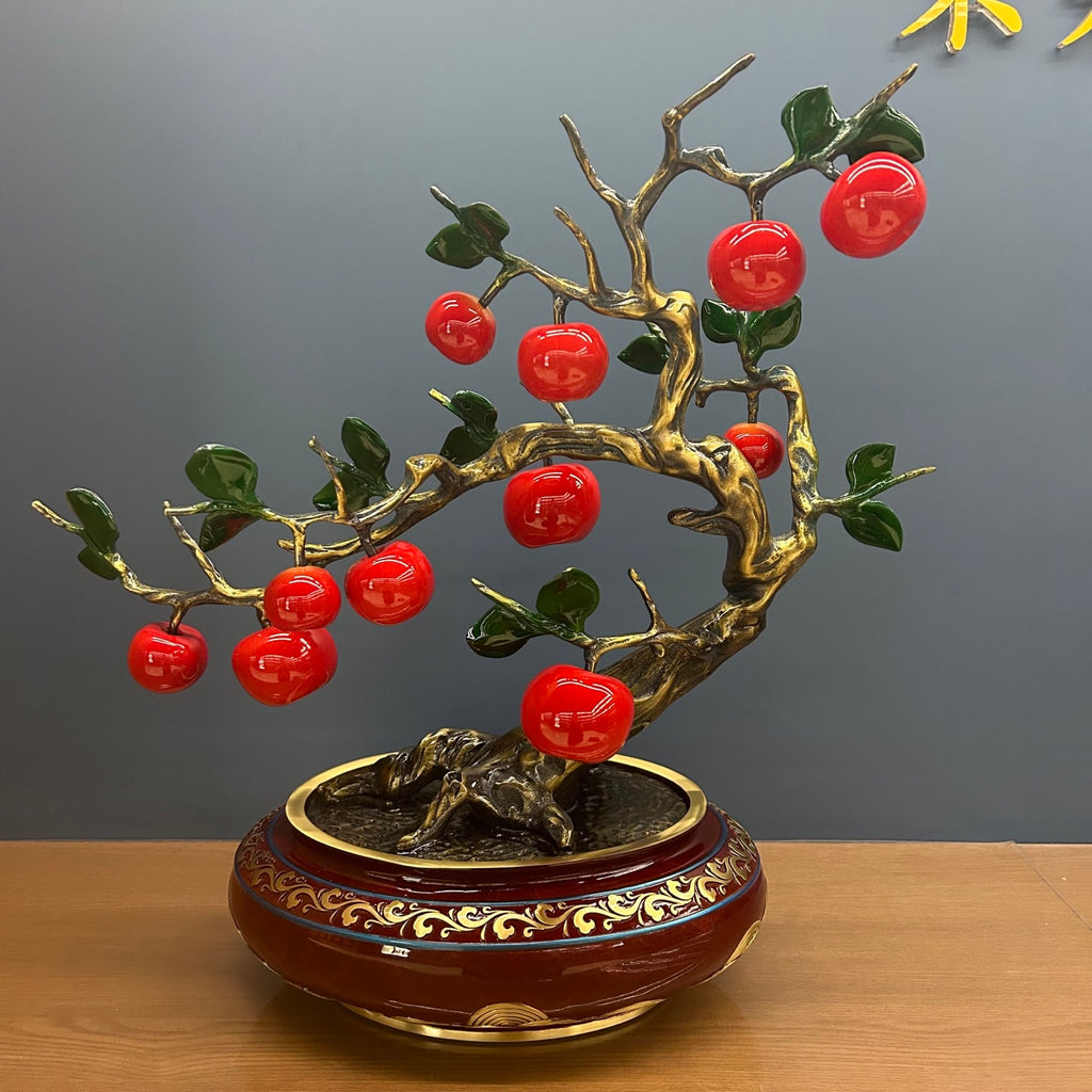 Apple tree, Peace fruit, flower pot, Christmas gift, table vase, copperware entrance hall and living room decoration, office ornaments