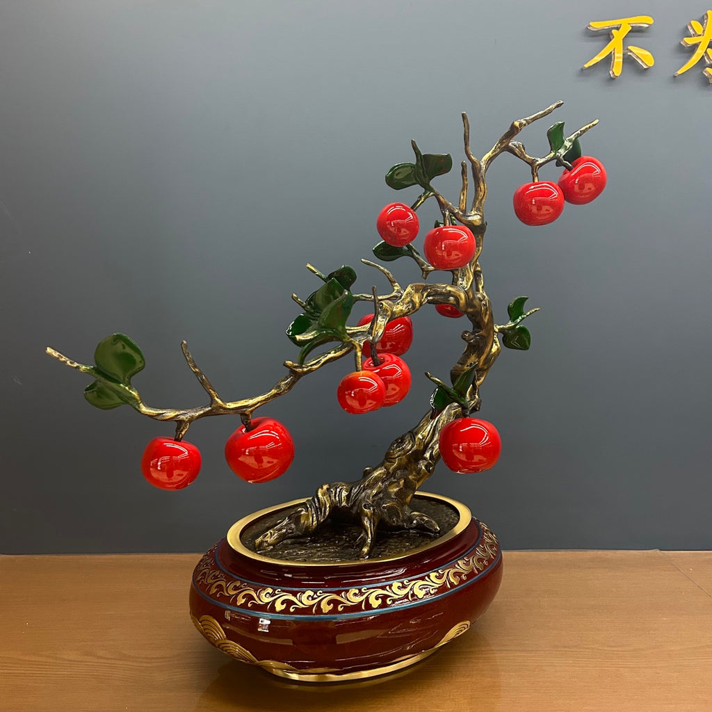 Apple tree, Peace fruit, flower pot, Christmas gift, table vase, copperware entrance hall and living room decoration, office ornaments