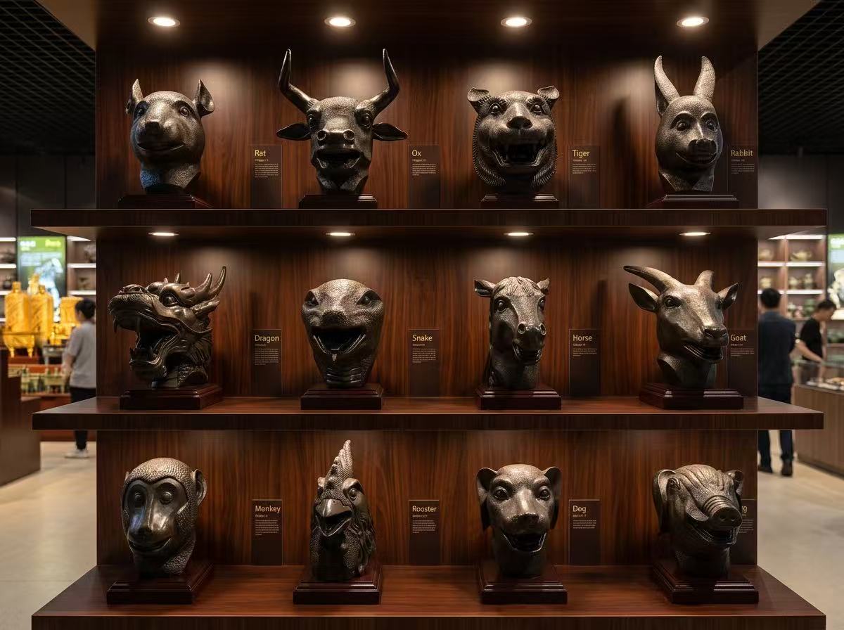 The twelve animal head replicas of the Summer Palace - a kind of gift collection item - are metal animal statues.