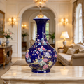 Gemstone blue vase  Chinese porcelain vase  Retro style vase  Oriental style decoration  Tableware ceramic vase