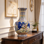 Qianlong Hexagonal Porcelain Vase, a painted ceramic decoration vase with Chinese ancient style, suitable for home display