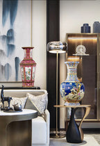Qianlong Hexagonal Porcelain Vase, a painted ceramic decoration vase with Chinese ancient style, suitable for home display