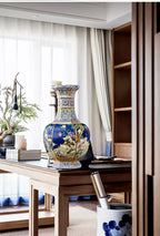 Qianlong Hexagonal Porcelain Vase, a painted ceramic decoration vase with Chinese ancient style, suitable for home display