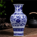Blue and white porcelain, living room, display cabinet, entrance hall, flower vase and flower arrangement decorations, Asian decorations