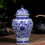 Blue and white porcelain, living room, display cabinet, entrance hall, flower vase and flower arrangement decorations, Asian decorations