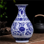 Blue and white porcelain, living room, display cabinet, entrance hall, flower vase and flower arrangement decorations, Asian decorations