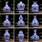 Blue and white porcelain, living room, display cabinet, entrance hall, flower vase and flower arrangement decorations, Asian decorations