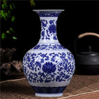 Blue and white porcelain, living room, display cabinet, entrance hall, flower vase and flower arrangement decorations, Asian decorations