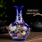 Gemstone blue vase  Chinese porcelain vase  Retro style vase  Oriental style decoration  Tableware ceramic vase