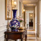 Gemstone blue vase  Chinese porcelain vase  Retro style vase  Oriental style decoration  Tableware ceramic vase