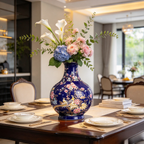 Gemstone blue vase  Chinese porcelain vase  Retro style vase  Oriental style decoration  Tableware ceramic vase